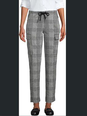 Lands' End Women's Sport Knit High Rise Cargo Ankle Pants - Jacquard